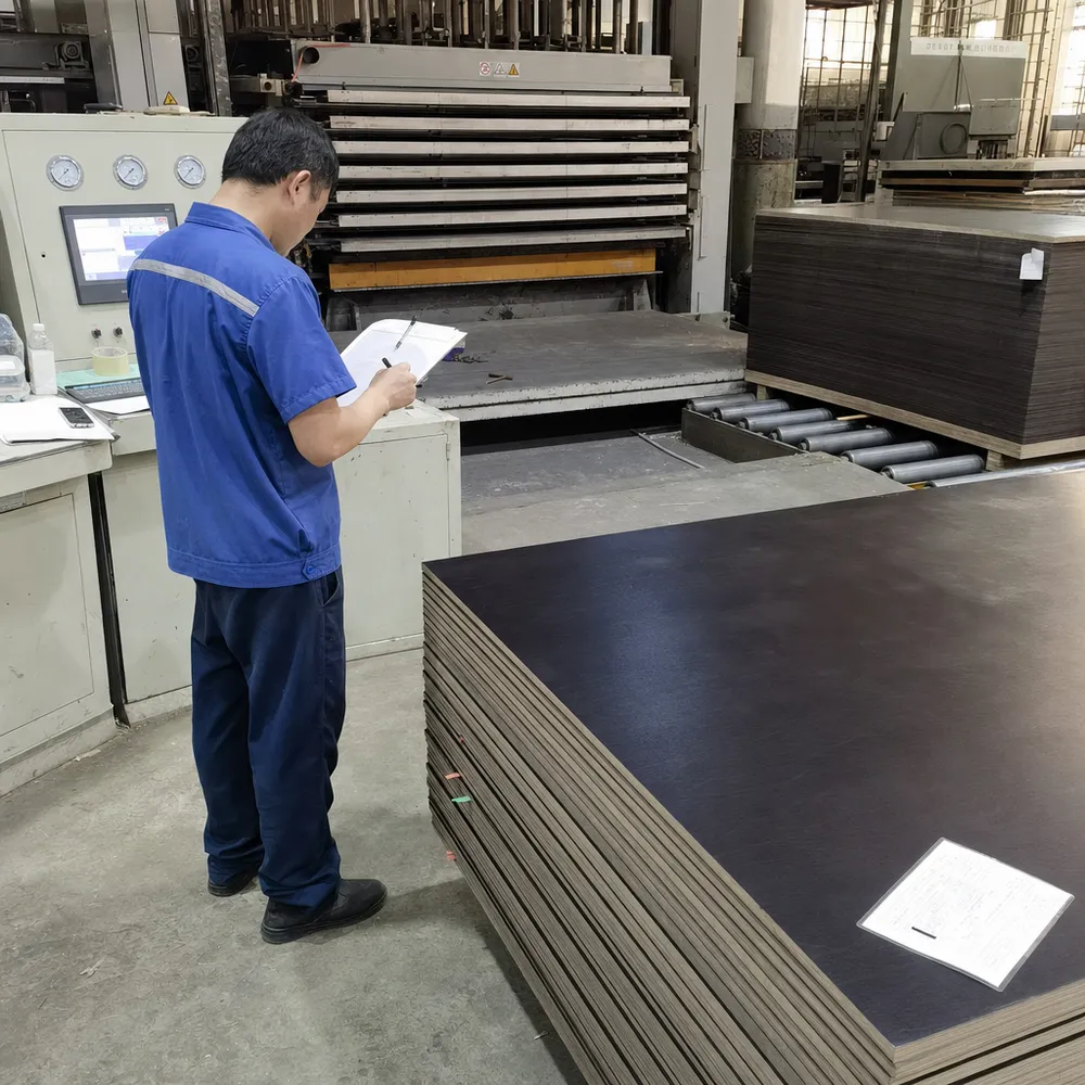 Production floor press parameter logging for film faced plywood batch traceability