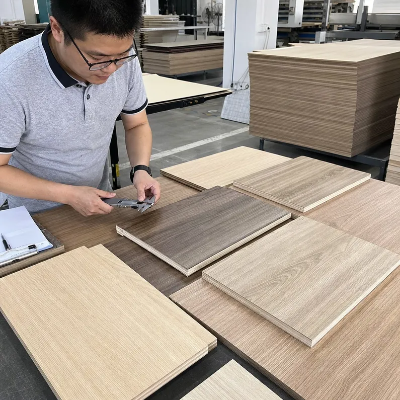 Custom plywood OEM production sample — veneer matching and panel specification